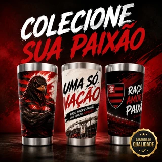 Copo Térmico Inox Personalizado para Torcedores Flamengo Estampa Exclusiva Resistente Sem Odor
