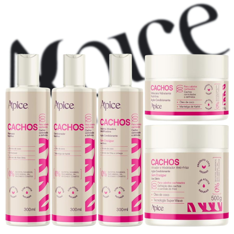 Kit Apice 5 Itens Cachos Linha Completa Apse