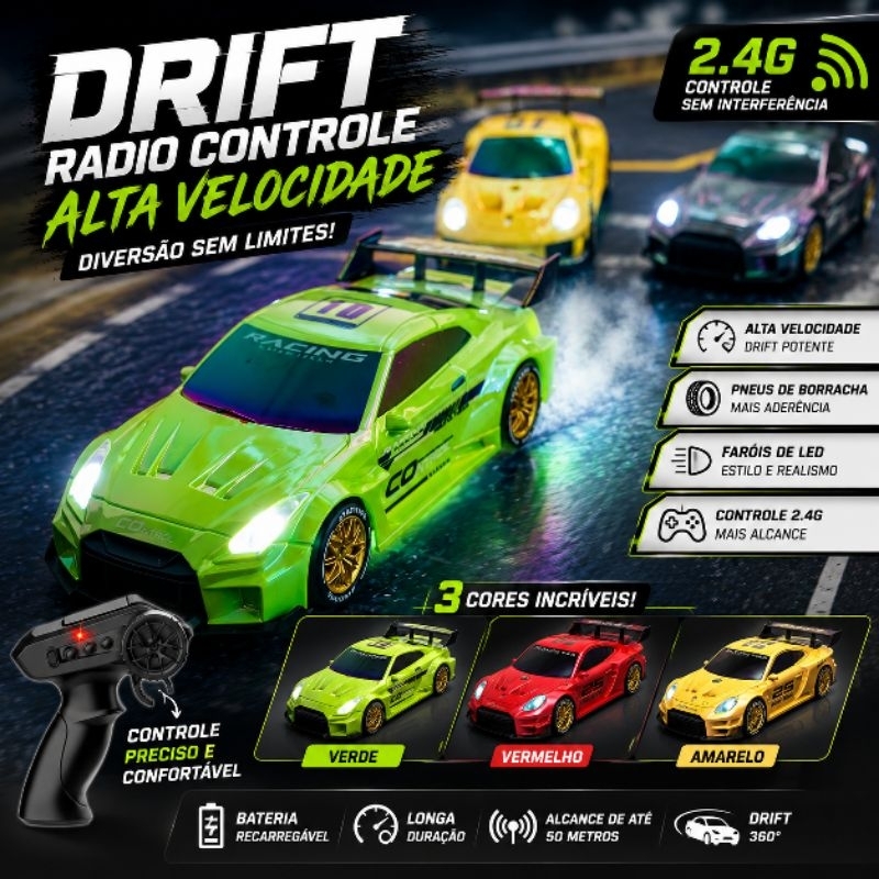 Porsche 993 Nissan GTR RC Drift 4WD 1:24 carrinho de controle