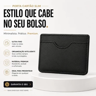 Porta Cartão Masculino Slim Couro Sintético Carteira Fina Porta CNH Compacta Cartões e Dinheiro Premium