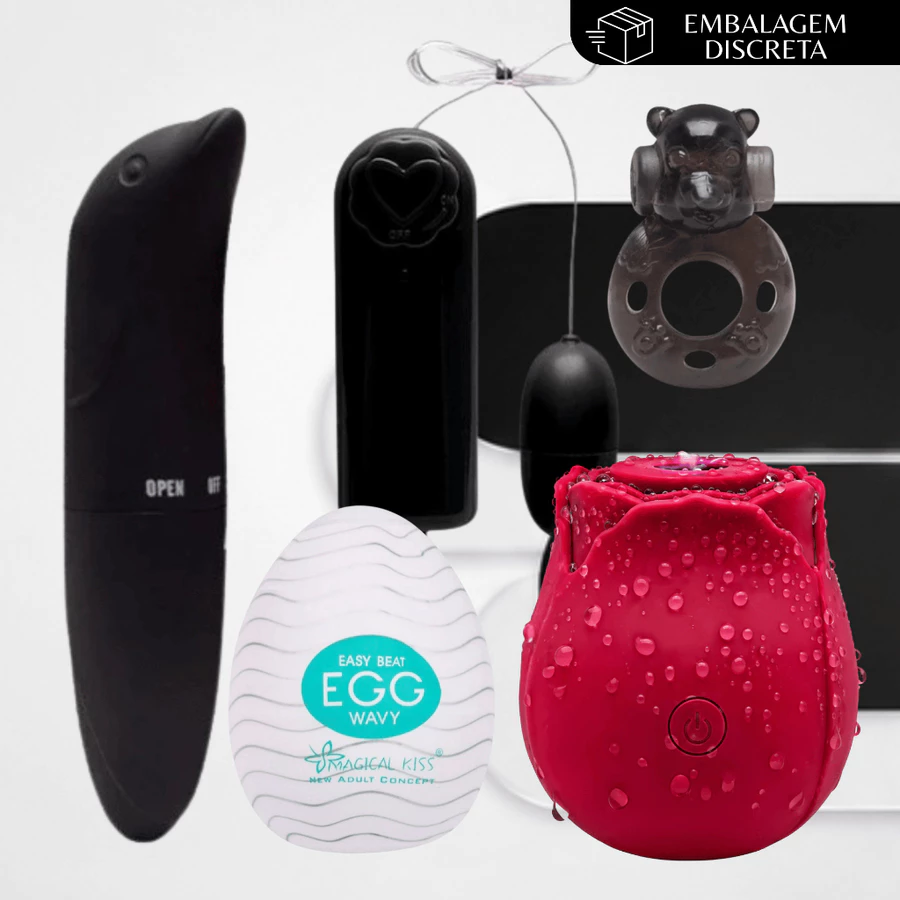 kit de pareja sex shop en color rosa incluye múltiples juguetes para una experiencia de estimulación completa y variada