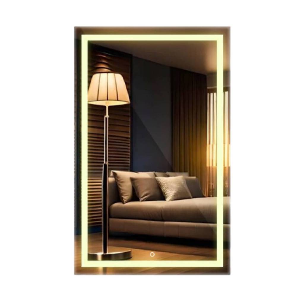 Espelho Retangular LED 3 Cores Jateado Touch Decorativo Bivolt Premium