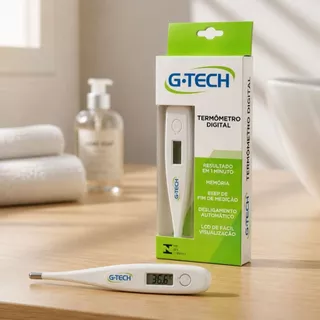 Termômetro Digital G-Tech Clínico Original LCD Medição em 1 Minuto com Memória Alta Precisão
