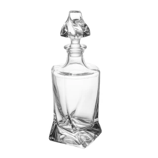Garrafa Wolff Tortile de Cristal para Whisky 750ml Bar Bebidas Licor Vinho Mesa Posta Decoração Sala Presente Requintado