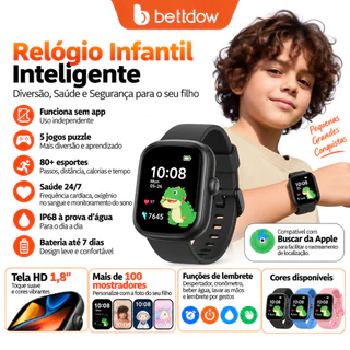 Relógio inteligente infantil BETTDOW de 1,83 polegadas, com função FineMy, resistência à água I67 e lembretes inteligent