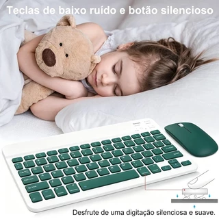 Kit Teclado e Mouse Sem Fio Bluetooth Colorido Compatível com Android iOS e Windows