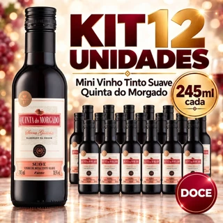 Kit 12 Mini Vinho Tinto Suave Quinta do Morgado 245ml Atacado Brindes Lembrancinhas Casamento