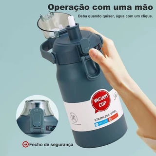 1700ml Garrafa Térmica Inox 316 Grande Capacidade | Anti-Vazamento para Café Gelado e Bebidas 1700ml/1000ml