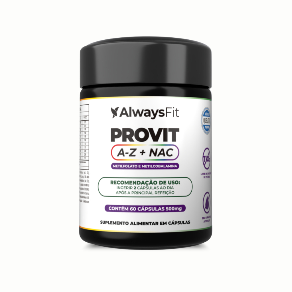ProVit A-Z + NAC AlwaysFit | Multivitamínico Fórmula Metilada + Minerais Quelados + N-Acetilcisteína | 60 cápsulas