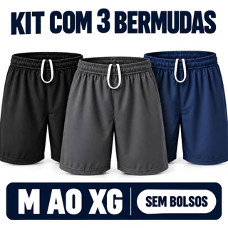 BERMUDA MASCULINA KIT 3 BERMUDAS CALÇÃO
