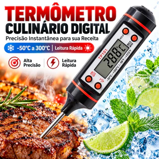 Termômetro Culinário Digital Espeto Cozinha Churrasco Carne Chocolate -50 A 300 Graus Com Bateria Alta Precisão Original
