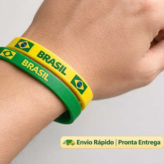 PULSEIRA BRASIL DE SILICONE VERDE E AMARELA - KIT 2 UNIDADES TORCIDA SELEÇÃO BRASILEIRA em Oferta na Shopee