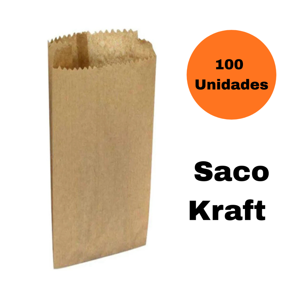 100 Sacos de Papel Pardo Kraft Saco de padaria Balcão.
