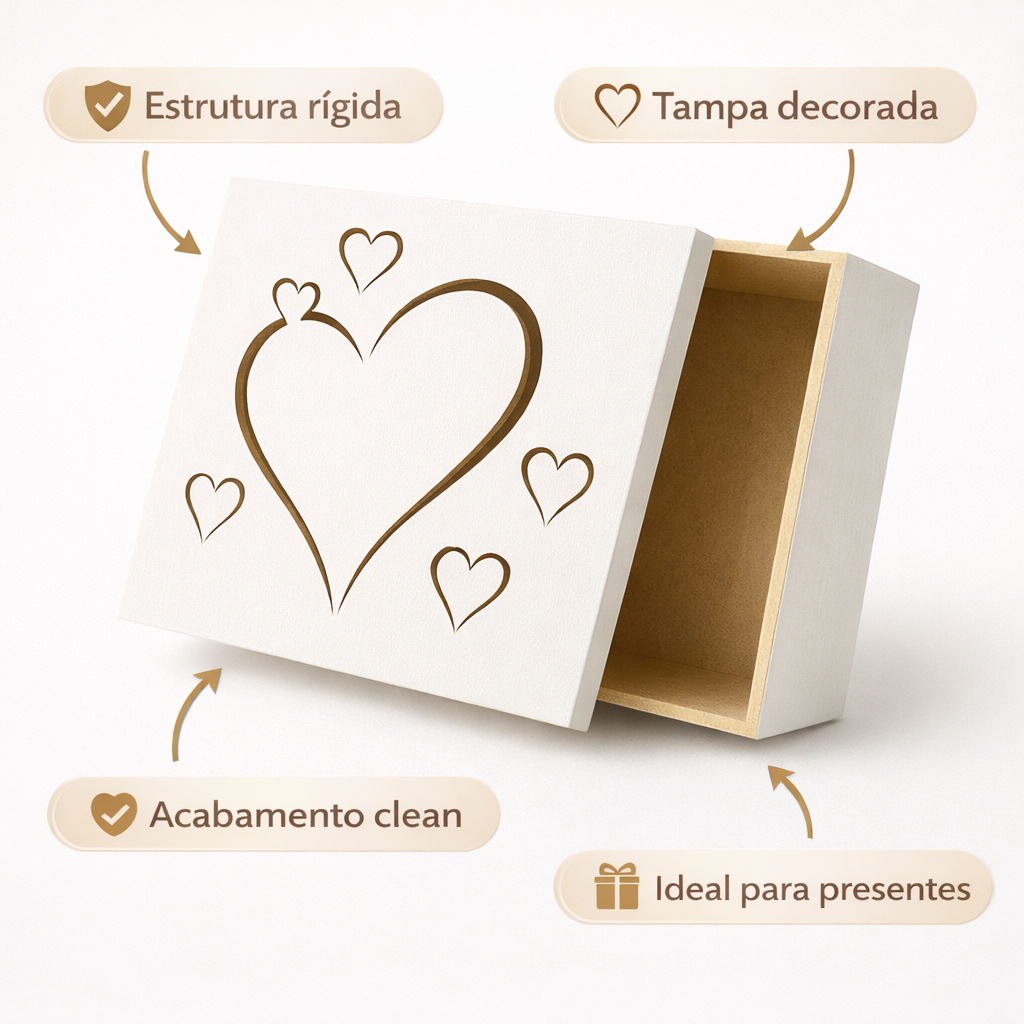 Caixa Mdf Decorativa Caixa Coração para Presente