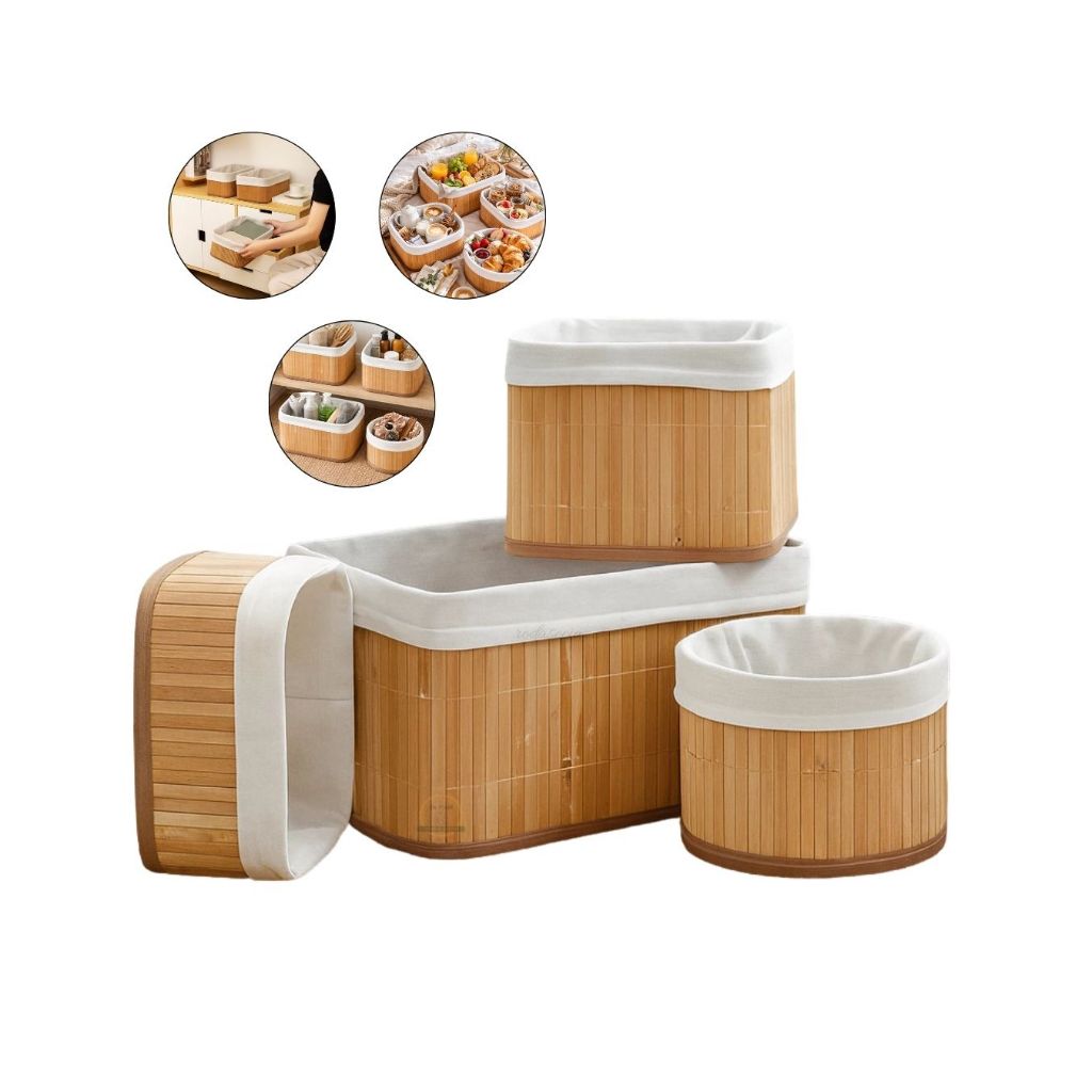 Conjunto 4 Cestos Organizadores Bambu