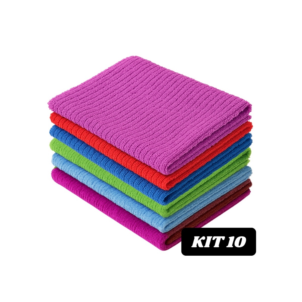 Kit 10 Panos De Limpeza Microfibra alta absorção Multiuso