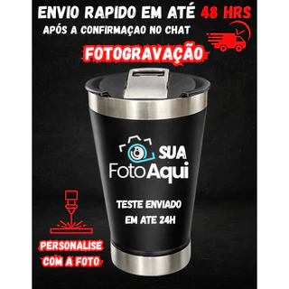 Copo Térmico 473ML Personalizado com Sua Foto Gravada a Laser