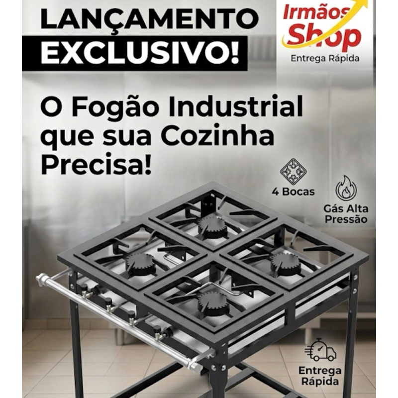 Fogão Industrial 4 Bocas Alta Pressão 30x30 QS - Perfil 05