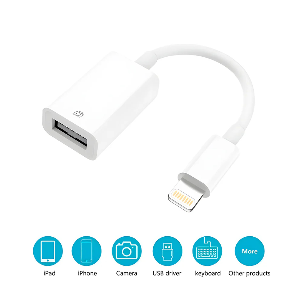 Adaptador OTG Lightning LE-0158 USB iPhone Pendrive Teclado Mouse iOS Transferência de Dados