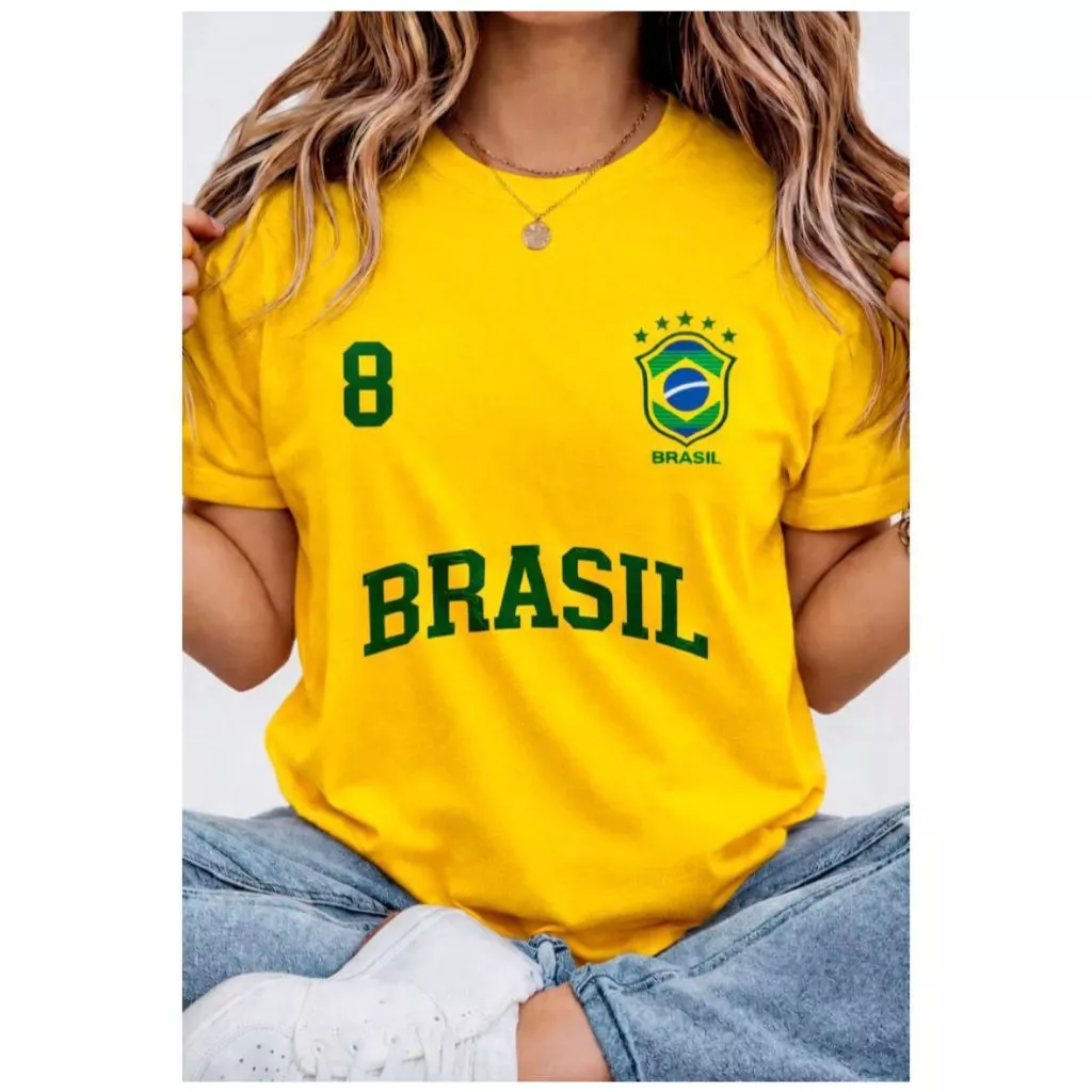 Blusa Feminina T-shirt Brasil 100% Algodão Premium