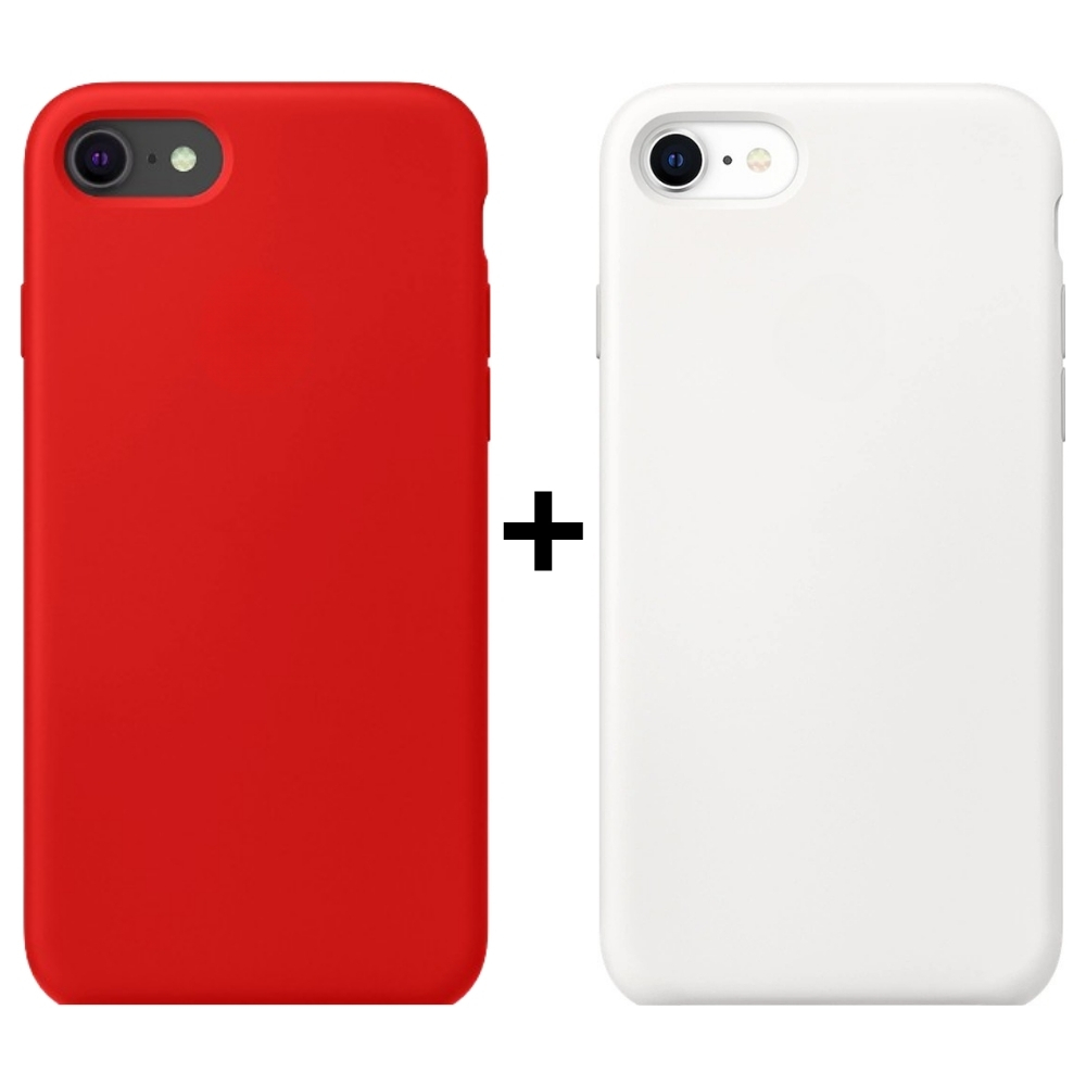 Kit 2 Capinhas de Iphone 7/8 Normal e Iphone SE Branco e Vermelho
