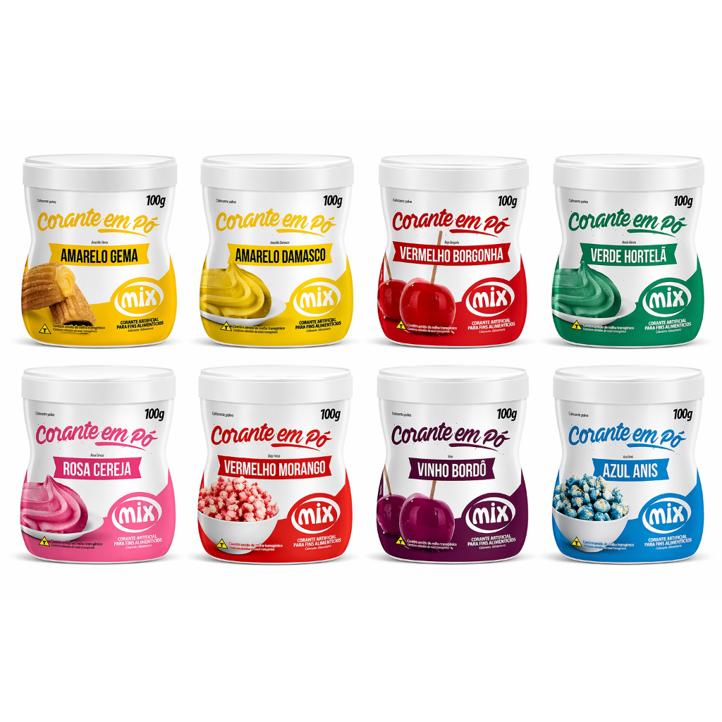 CORANTE EM PÓ MIX 100G (GRANDE) DIVERSAS CORES CONFEITARIA