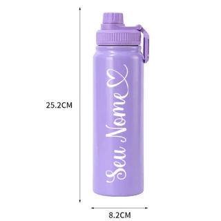 Garrafa Térmica Inox Personalizada 800ml Premium com Gravação a Laser Time Nome Curso Água Academia Trabalho Viagens