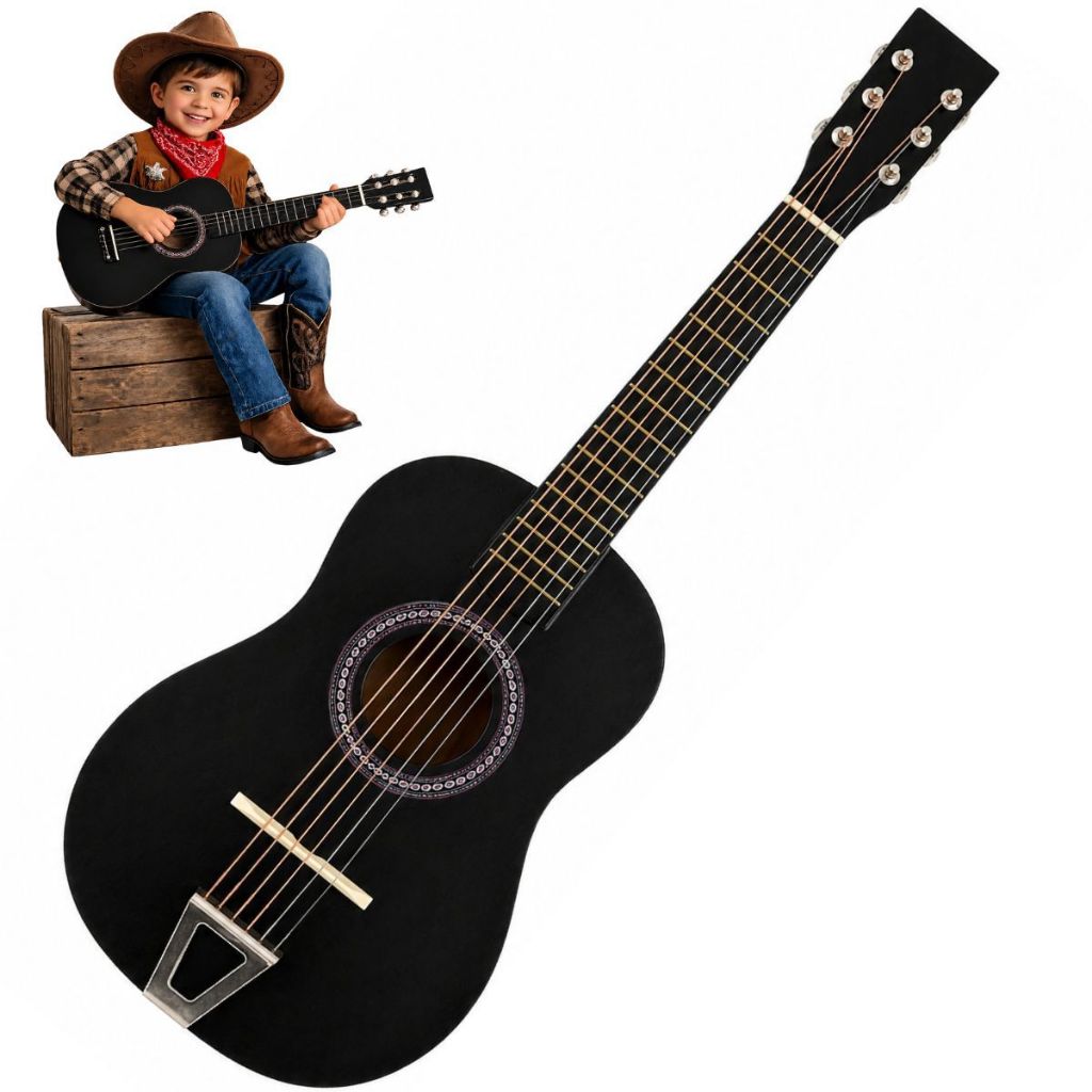 Violão Madeira Infantil Semi Profissional Com Cordas Em Aço Mini Violão Criança Brinquedos Menino