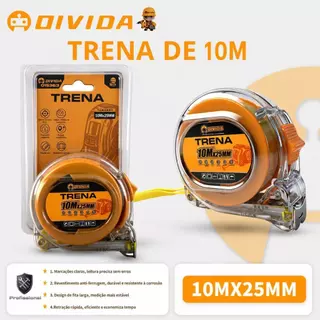 Trena Métrica Manual 5 Metros Com Trava Acrílico Transparente Aço Ferramentas Medir