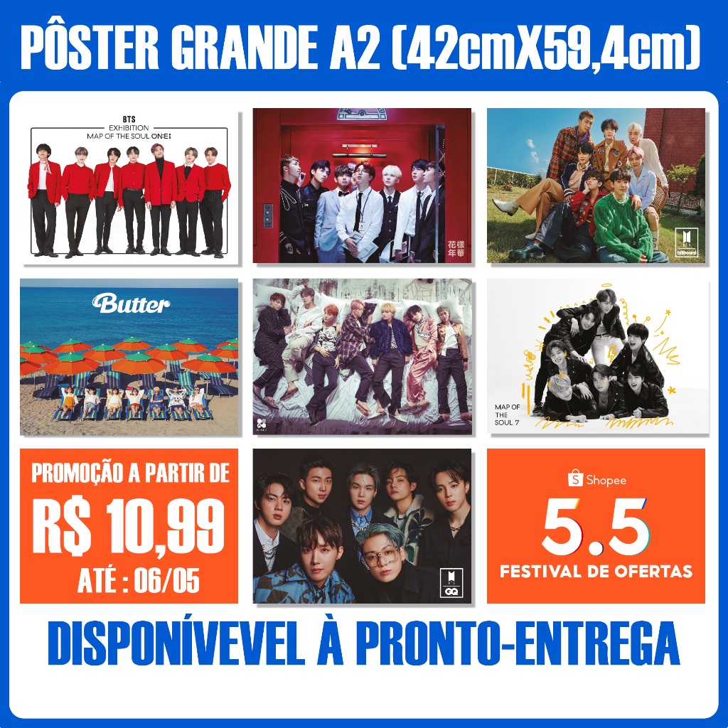 BTSポスター各種 Pôster Grande BTS A2 (59,4cm X 42cm) | Qualidade Premium | Papel