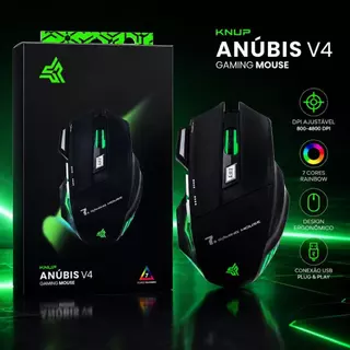 Mouse ergonômico Gamer Profissional RGB Anubis KP-V4