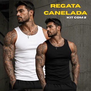 Kit 2 Regata Masculina Camiseta Modelo Americano Canelada Básica