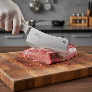 Faca Cutelo Profissional 6" Machadinha Açougueiro Corta Osso Facão Faca Cor Branco Line Premium Kehome
