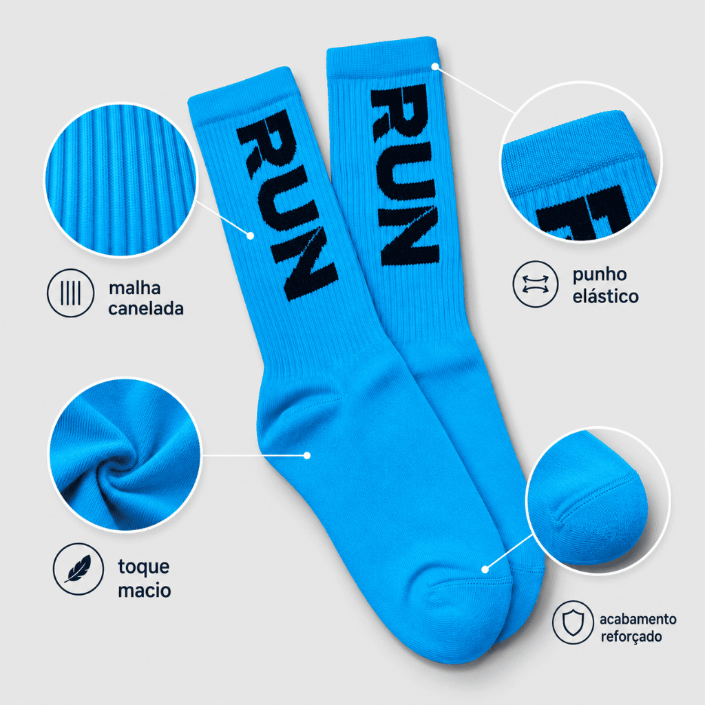 KIT COM 3 Meisa Esportivas Run Cano Alto Canelada Para Corrida Academia ...