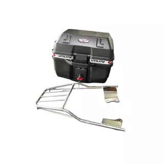 KIT BAÚ 28/33/35L MAIS BAGAGEIRO FACTOR E FAZER 150 2017 A 2022 CROMADO