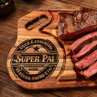 Presente Dia Dos Pais Tábua Churrasco Super Pai Madeira Nobre 49x29cm Aníversario