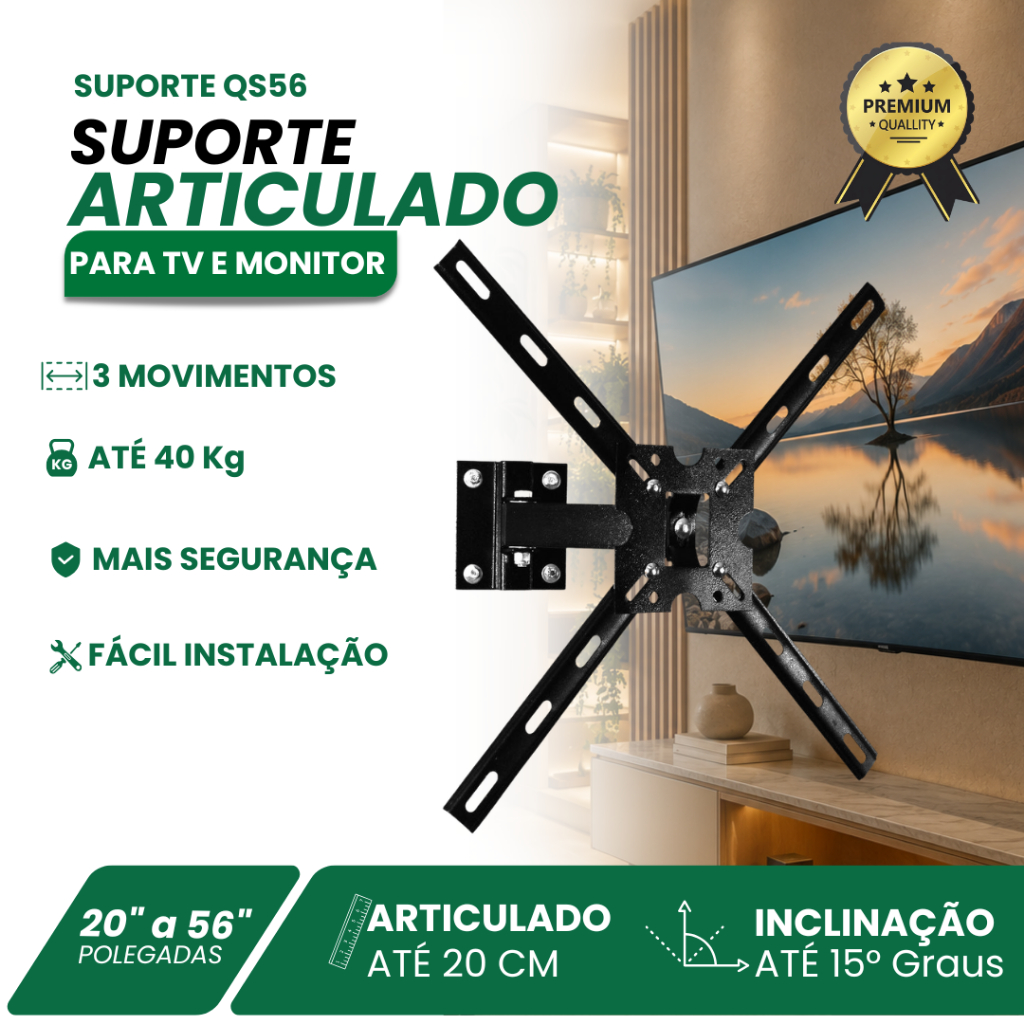 Suporte Articulado com 3 movimentos para Smart TV LED 43" Full HD LG...