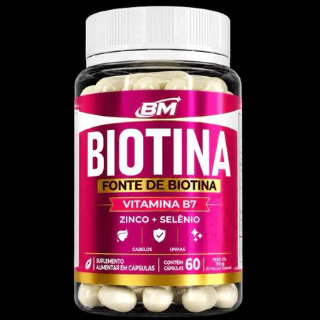 Biotina Pura Vitamina B7 Suplemento Alimentar 60 Cápsulas Para Cabelos e Unhas