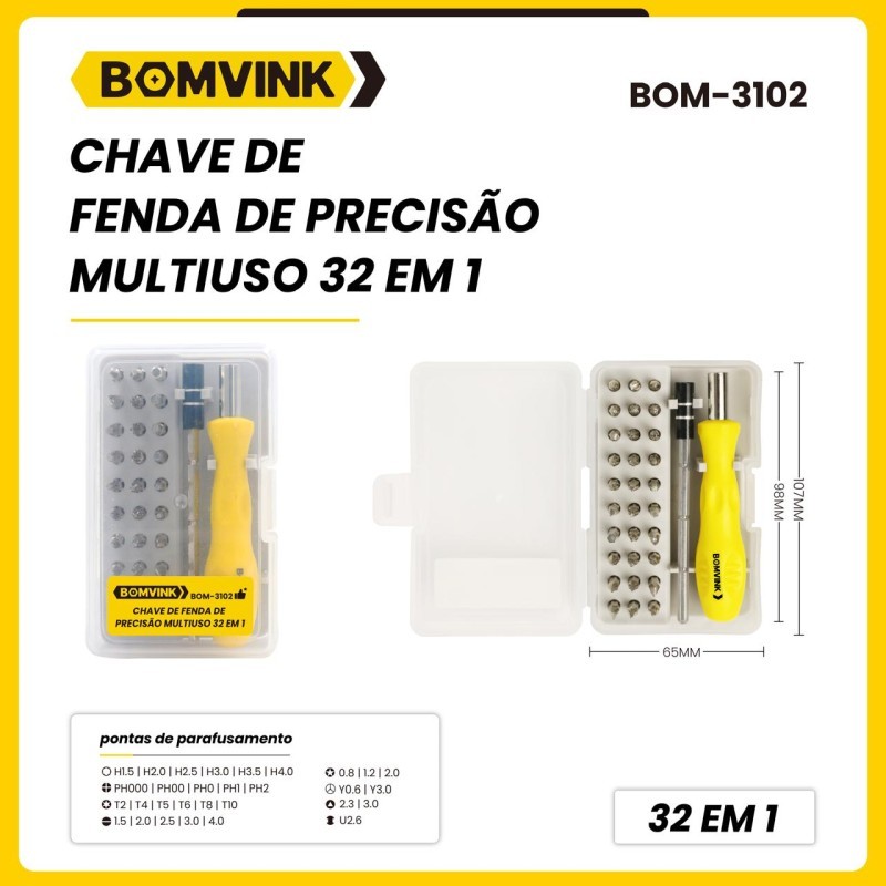 VERILAB 2点セット Kit Jogo Chave Fenda de Precisão Multiuso 32 Pcs Maleta BOM-3102