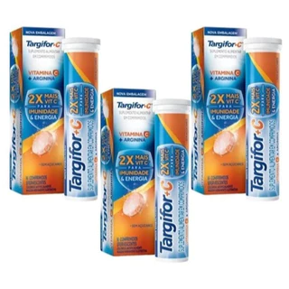 Kit com 3 Targifor C Vitamina C e Arginina 16 Comprimidos Efervescentes cada