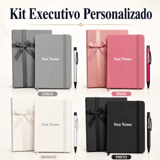 Kit Executivo Caneta Caderneta Agenda Personalizado Caixa Para Presente Corporativo Gravação Nome A Laser