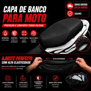 Capa Para Banco De Moto Universal Antiderrapante Resistente Fácil Instalação Prova D'água E Resistente A UV
