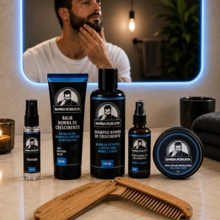 Kit Para Barba - Shampoo Balm Óleo Cera Perfume + Pente