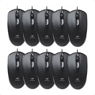 Kit 10 Mouses USB Preto MS-31BK C3Tech