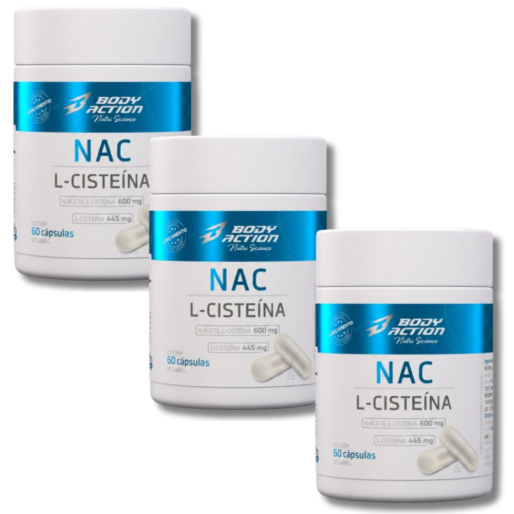 Kit 3x NAC L - Cisteína 60 Cápsulas Body Action