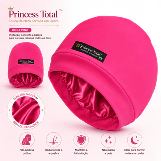 Kit 2 TOUCA DE NERO FORRADA EM CETIM PRINCESS NERO TOUCA ANTIFRIZZ