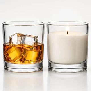 24x Kit Copo Whisky Vidro 265ml Tampa Madeira Pinus Pote p/ Vela Artesanal Aromática Lembrancinha
