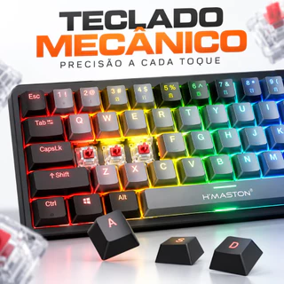 Teclado Mecânico Gamer Sem Fio RGB Bluetooth USB 64 Teclas Compacto Para Jogos PC Notebook Gamer H’Maston TK07