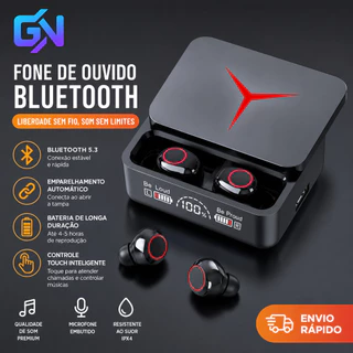 Fone De Ouvido Bluetooth 5.3 Hifi Estéreo M90 Pro Gamer Esportivo Touch Case Marisa Sem Fio
