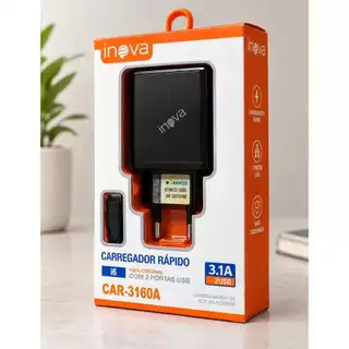 Carregador rapido I6 com 2 portas USB car-3160A